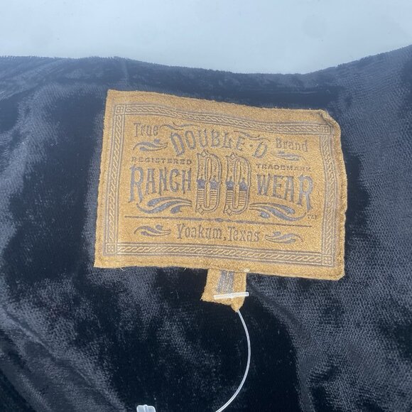 Double D Ranch VTG Size M Western Crushed Velvet Jacket Black RARE Shoulder Pads - Picture 4 of 16